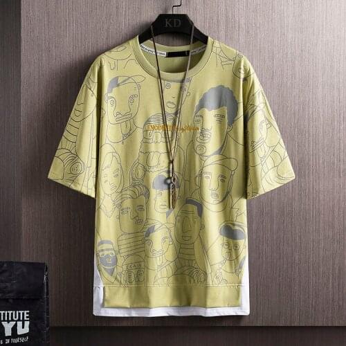 2021 Summer New Casual Hip-hop Short Sleeve T-shirt Men 100% Cotton High Quality Streetwear Print Top Tshirts Male O-Neck Tops