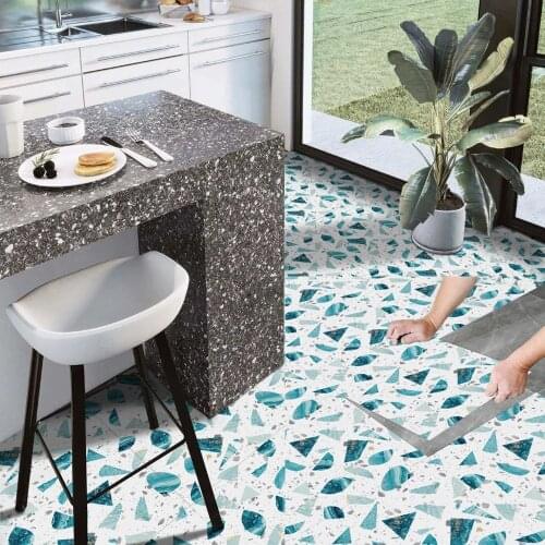 European Style Self-adhesive Terrazzo Floor Stickers Kitchen Bathroom Waterproof Non-slip Vinyl Flooring Decoration Tile Decals