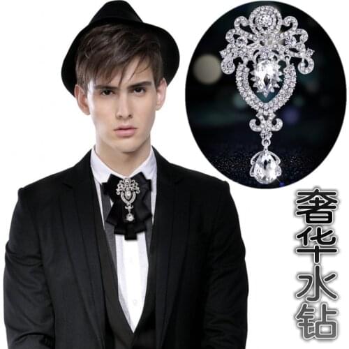 New Free Shipping fashion casual Mens male women collar groom wedding fashion luxury crystal diamond MC tie on sale Headdress