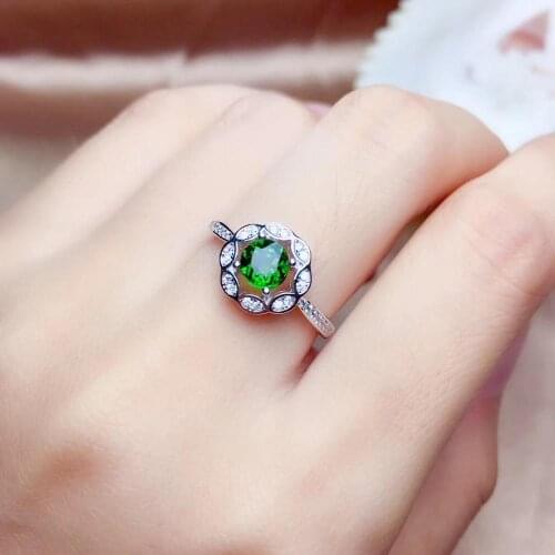 New store welfare natural diopside ring wholesale 925 silver Siberia emerald color positive