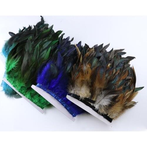 1Meter Natural Rooster Feathers Trim Fringe For Clothing Sewing 13-18cm Black Plumas Ribbon Dress Party Decor Feather DIY Crafts