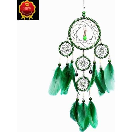 Hot Car Pendant Green Memory Interior 5 Ring Dream Catcher Wind Chimes Key Rings Car Rearview Mirror Hanging Jewelry Accessories