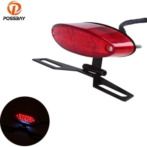 POSSBAY 12V 10W Motorcycle Warning Tail Light Bike Rear Brake Taillight LED Lights For Suzuki Harley Honda hornet 600 Cafe Racer