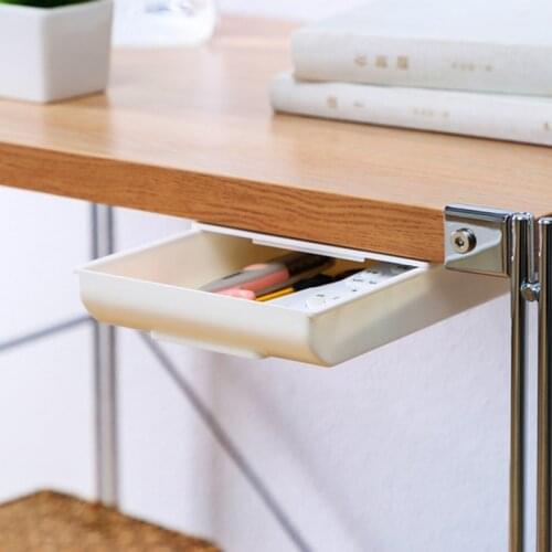 Self Stick Pencil Tray Under Desk Drawer Organizer Table Storage Organizer Boxes Stand Self-adhesive Under-drawer Storage Box