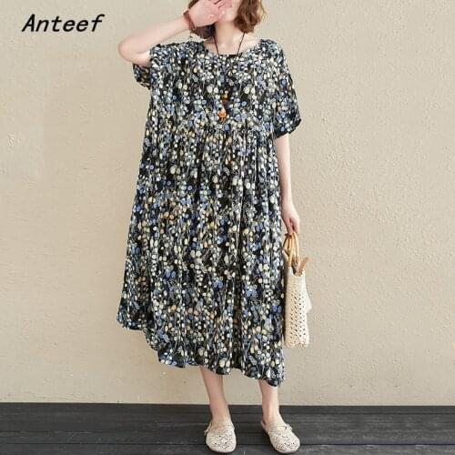 Short sleeve stain chiffon vintage dresses for women casual loose long summer dress elegant clothes 2021 sundress