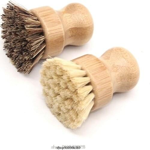 Sisal Bamboo Palm Kitchen Pan Pot Cleaning Brush Short Round Wooden Handle Household Bowl Dish Washing Tools M14 21 Wholesales