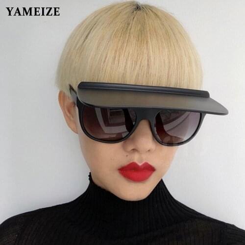 YAMEIZE Flip Up Square Sunglasses Women Men Oversized Sunglasses Luxury Brand Designer Sun Glasses Steampunk Glasses Man Gafas