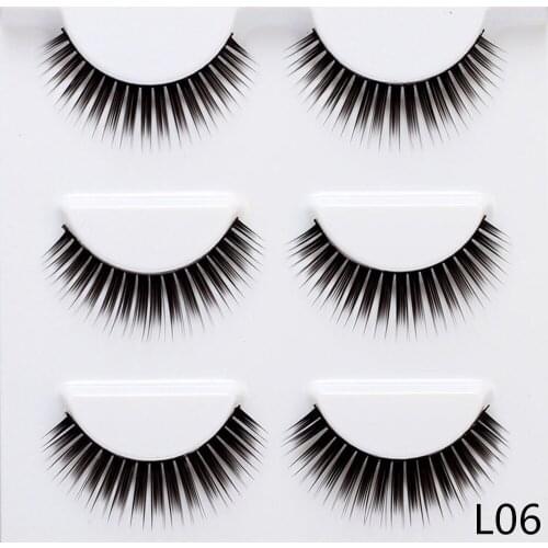 Thick False Eyelashes 3 Pairs Fake Lashes Cross Long Makeup Lashes Extension Eyelashes for Beauty Makeup L06 12mm