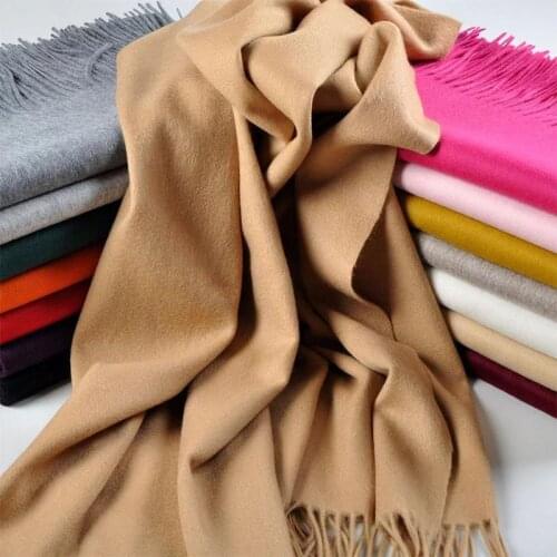 Thick Warm 100% Pure Wool Scarfs For Ladies Winter Women Pashmina Stoles Scarf Solid Blanket Maxi Long Shawl Wrap Scarf 200
