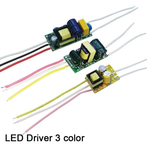 LED Driver 3 color AC90-265V 1-3W 4-7W 8-12W Current 250mA Lighting Transformers For LED Bulb Power Supply Double color 3Pin