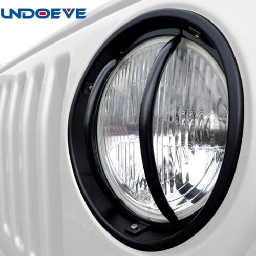 Undoeve Black Front Euro Headlight Guards For 2007-2017 Jeep Wrangler JK Unlimited - Pair