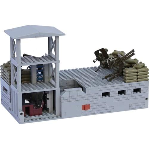 World War II Military Series Training Base Watchtower Soldier Weapon MOC Model Building Blocks Bricks Toys Gifts