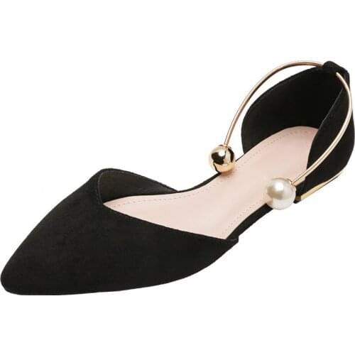 YAERNI2020 summer flat shoes women shoes Asakuchi women casual shoes pearl solid color metal heel woman shoes moccasins size