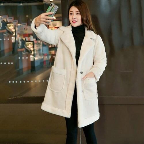 Female Fashion Outerwear Autumn Winter New Lamb Fur Coat Women Casual Loose Long Coat Patchwork Suede Jacket Long Clothing