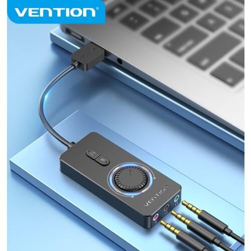 Vention USB Sound Card Audio Interface External Jack 3.5mm Mic Speaker Audio Adapter for Laptop PS4 PC Headset Audio Sound Card