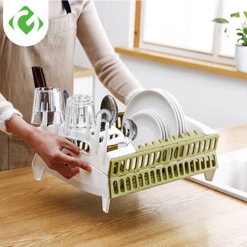 1Pc Foldable Dish Plate Rack Bowl Basket Tableware Kitchen Storage Portable Drying Rack Home Shelf Dinnerware Organizer GUANYAO