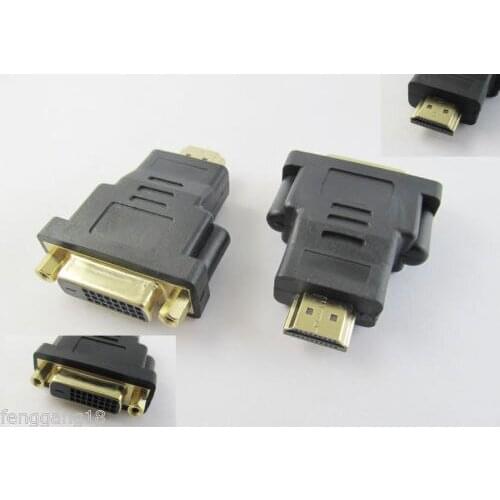 1pcs HDMI Male Plug to DVI-D 24+1 Female Jack DVI Adapter Converter M-F Gold Plated