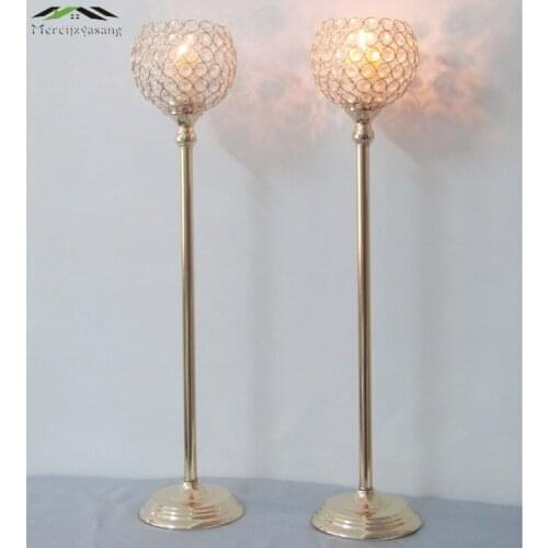 12PCS/LOT Metal Silver/Gold Plated Candle Holders With Crystal Retro Stand Pillar 73CM For Wedding Portavelas Candelabra 02803