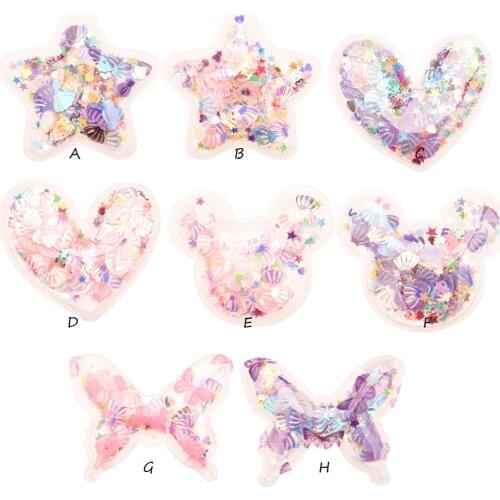 16PCS 2inch PVC Star Heart Butterfly Sequin Baby Girls Hair Accessories For Hairbows Hair Clips Barrette Supplies Center