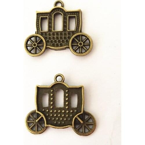 10 pcs alloy antique bronze carriage pendant car Charms vintage Pendants for Jewelry Making DIY Handmade 31*27mm