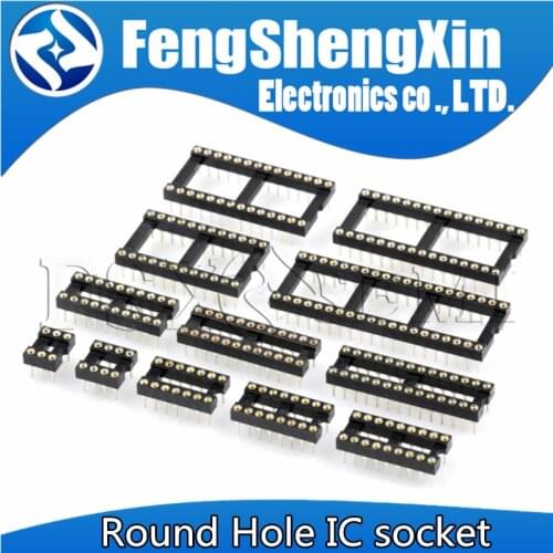 200pcs Round Hole IC socket Connector DIP 6 8 14 16 18 20 24 28 40 pin Sockets DIP6 DIP8 DIP14 DIP16 DIP18 DIP20 DIP28 DIP40