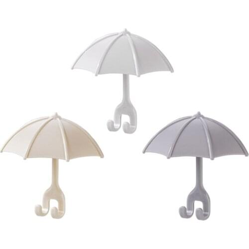 3pcs Cute Umbrella Wall Hanger Toothbrush Holder Razor Socket Hook Men Shaving