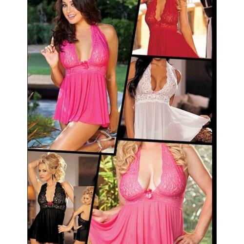 4 Color Plus Size XXXL New Erotic Lingerie Sexy Babydoll Costume Women Underwear Lady Sexy Lingerie Transparent Lace Slips