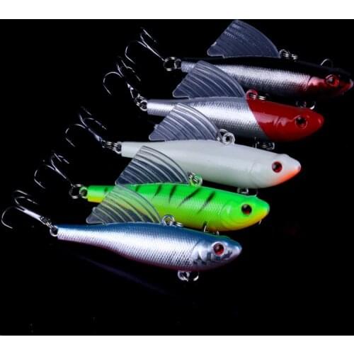 5Pcs Fishing Sinking VIB Lure 6.5cm 17.2g Artificial Vibration Bass Vibe Rattle Hooks Baits Crankbaits