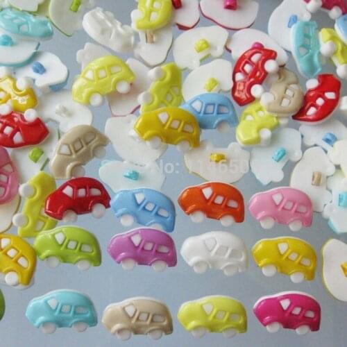 50Pcs New Car Shape Button Button 2 Holes 17mm*11mm Mixed Plastic Buttons Sewing Accessories For Clothing Decoration DIY
