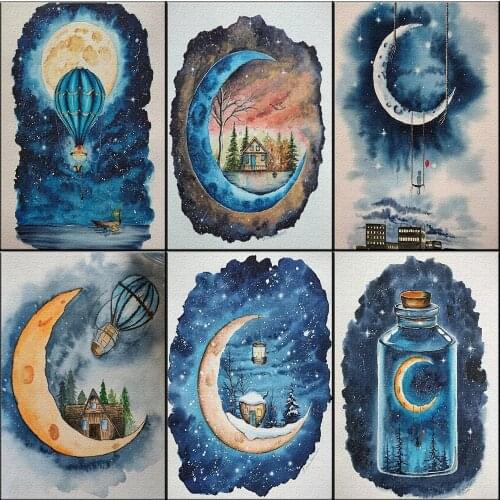 5D DIY Diamond Painting Abstract Art Cartoon Moon Wishing Picture Beads Embroidery Jewelry Cross Stitch Mosaic Gift Home Decor