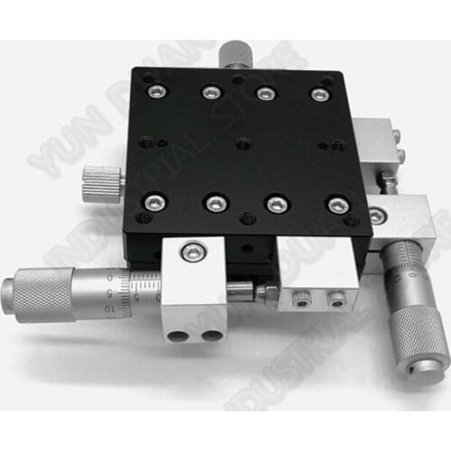 70*70mm XY Axis 2.8" Trimming Station Manual Displacement Platform Cross Roller Guide Way Linear Stage Sliding Table LY70-R
