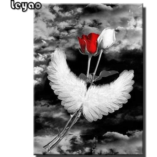 Angel Wings Rose Flower Diamond Painting 5D DIY Full Round/Square Diamond Embroidery Inlaid Mosaic Rhinestone Wall Art