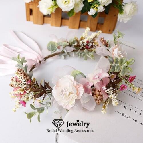 CC Wreath Wedding Hair Accessories for Women Bridesmaids Hairwear Engagement Jewelry Romantic Flower Hairband Vacation 58390