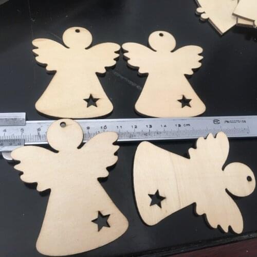 10pcs Wooden Christmas Ornaments Blank Xmas Tree Hanging Wood Slices for Kids DIY Art Crafts, Festive Decoration