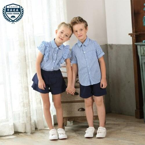 Children Summer School Suits Boys Girls School Uniforms Sweater 2pcs Summer Nursery Garden Clothes Kindergarten Uniforms D-0515