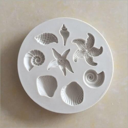 Cake Decoration Tools DIY Sea Creatures Conch Starfish Shell Fondant Cake Candy Silicone Molds Creative DIY Chocolate Mold