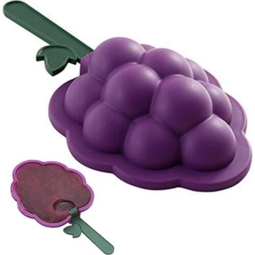 Kapmore 1pc Silicone Popsicle Mold Cute Grape Pineapple Ice Cream Making Mold Ice Pop Mold Ice Cream Tools Accessories
