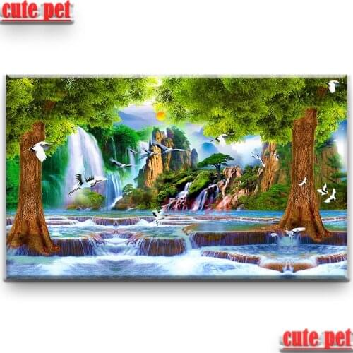 Large Landscape landscape painting diy artwork 5d diamond painting puzzle Home Wall Decor Diamond Embroidery Mosaic cute pet