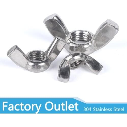 M3 M4 M5 M6 M8 M10 M12 304 Stainless Steel Hand Tighten Nut Butterfly Nut Ingot Wing Nuts DIN315