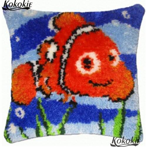 Latch hook rug craft kits for adults Embroidery cross stitch kits cartoon cushion Crocheting Rug Kits Unfinished Pillowcase