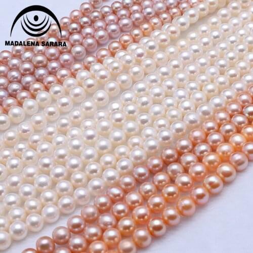 MADALENA SARARA 6mm AAA Freshwater Pearl Genuine Natural Pearl Pink White Purple 6mm For DIY Jewelry Making 18"