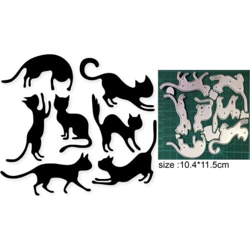 Cats Metal Cutting Die Stencil Template for DIY Embossing Paper Album Gift Cards Making Dies Scrapbooking