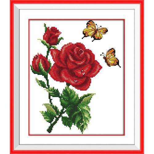 Everlasting Love Butterflies Over Flowers Chinese Cross Stitch Kits Ecological Cotton Printed 14CT DIY Gift Christmas Decoration