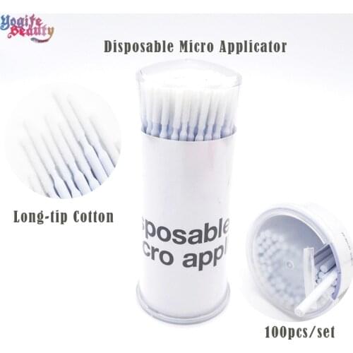 100pcs/Set Disposable Micro Applicators Cotton Swab Eyelash Extension Long Head Cotton Stick from Yogife Beauty