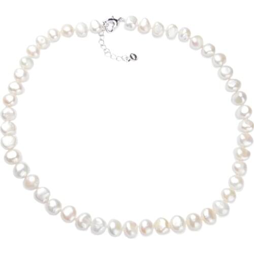 Genuine Baroque Pearl Necklace 7-8mm Natural Freshwater Pearl Choker Necklaces For Women Jewelry Fashion Gift