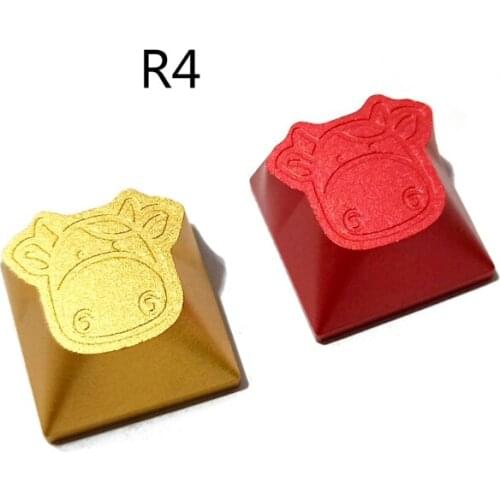 Aluminium Alloy Customized Personalized Keycap Cattle Design for Mechanical Keyboard DIY Decoration Cherry Profile R4