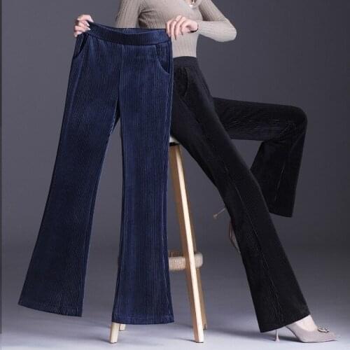Plus Velvet Thicken Corduroy Micro Flared Pants New in Autumn and Winter Loose Plus Size Warm Pants