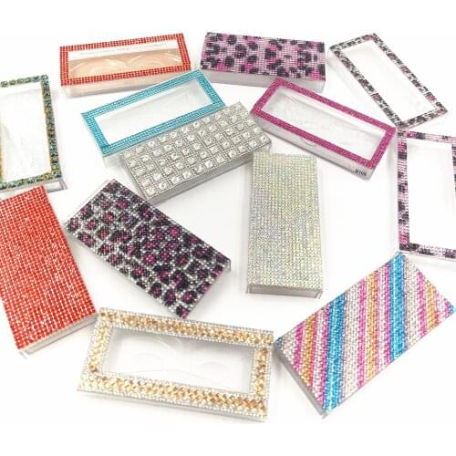 Wholesale diamond Rhinestone Bling Glitter Eyelashes Box Empty Lash Case False Eyelashes Packaging 25mm Mink Lashes Boxes empty