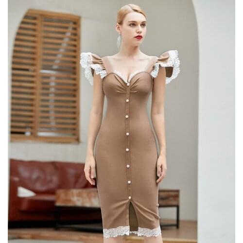 Seamyla Sexy Women Bandage Dresses 2021 New Summer Arrivals Lace Bodycon Sleeveless Runway Celebrity Evening Party Lady Dresses