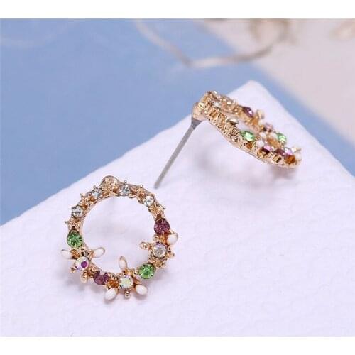 Earrings For Women Jewelry Hoop Metallic Gold Flower Unusual Gifts Teens 2021 Trend Cute Piercing Retro Accessories Earring